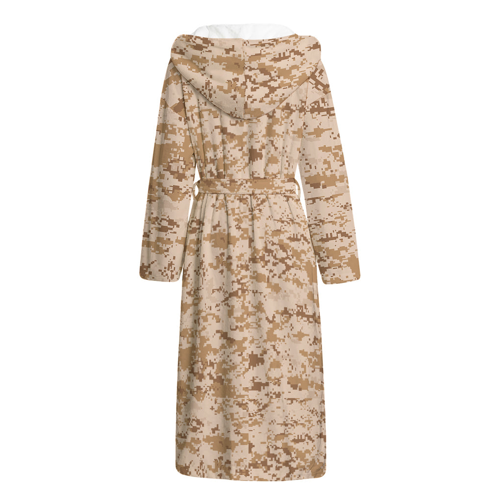 Desert Digital Camo Pattern Print Hooded Bathrobe