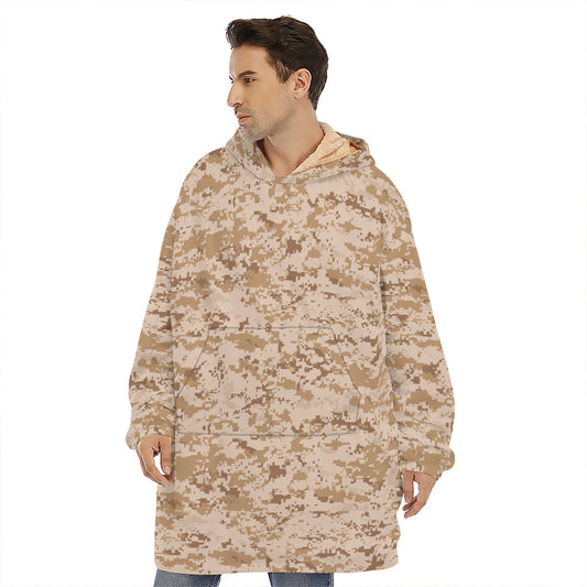 Desert Digital Camo Pattern Print Hoodie Blanket