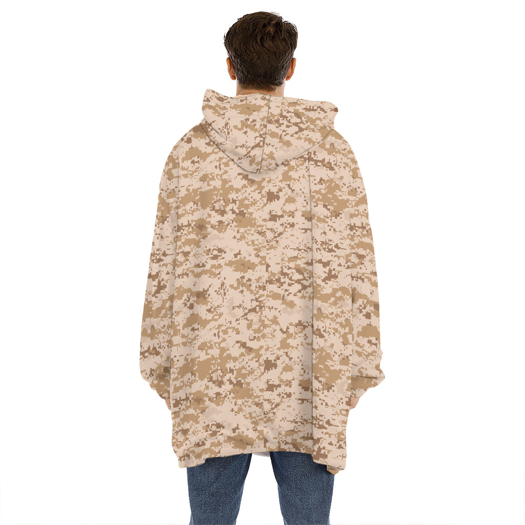 Desert Digital Camo Pattern Print Hoodie Blanket