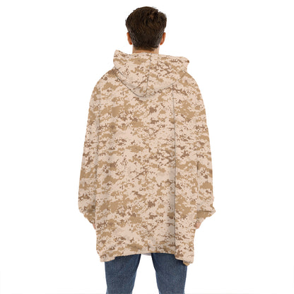 Desert Digital Camo Pattern Print Hoodie Blanket