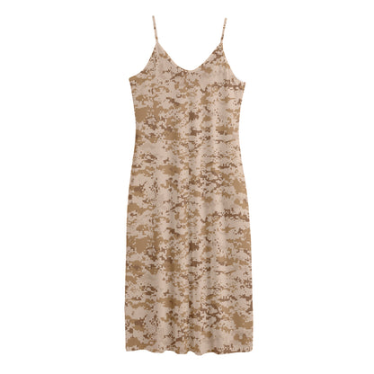 Desert Digital Camo Pattern Print Jersey Midi Cami Dress