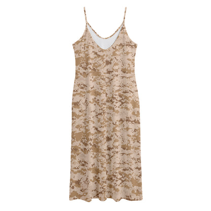 Desert Digital Camo Pattern Print Jersey Midi Cami Dress