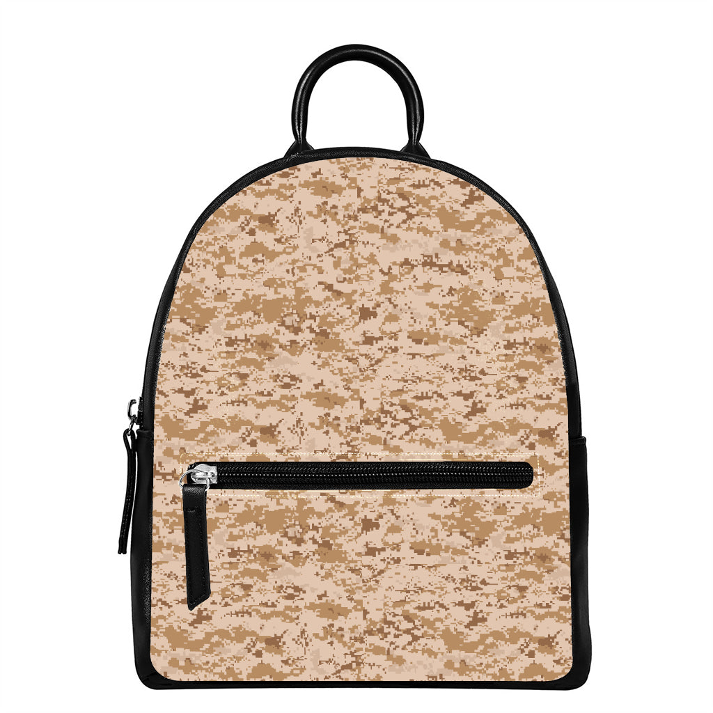 Desert Digital Camo Pattern Print Leather Backpack