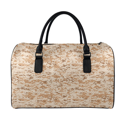 Desert Digital Camo Pattern Print Leather Duffle Bag