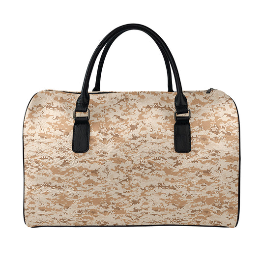 Desert Digital Camo Pattern Print Leather Duffle Bag