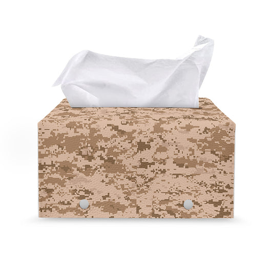 Desert Digital Camo Pattern Print Leather Tissue Box Cover