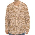 Desert Digital Camo Pattern Print Long Sleeve Baseball Jersey