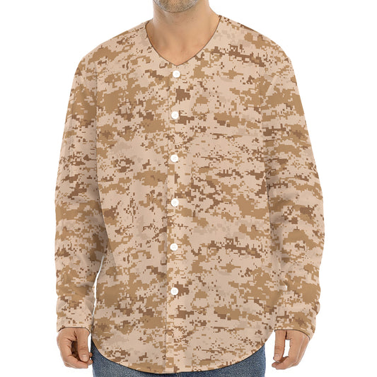 Desert Digital Camo Pattern Print Long Sleeve Baseball Jersey