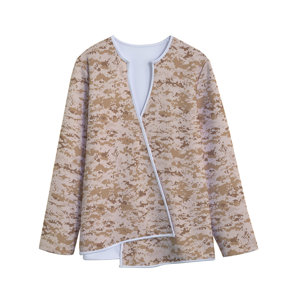Desert Digital Camo Pattern Print Long Sleeve Short Coat
