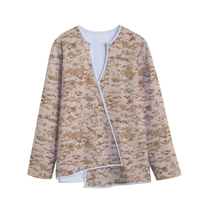 Desert Digital Camo Pattern Print Long Sleeve Short Coat