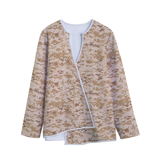 Desert Digital Camo Pattern Print Long Sleeve Short Coat
