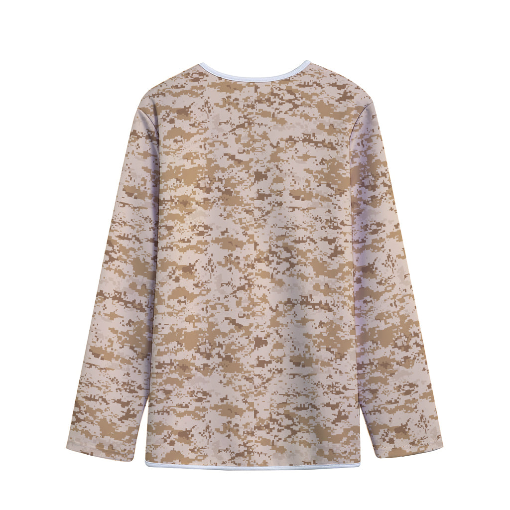 Desert Digital Camo Pattern Print Long Sleeve Short Coat