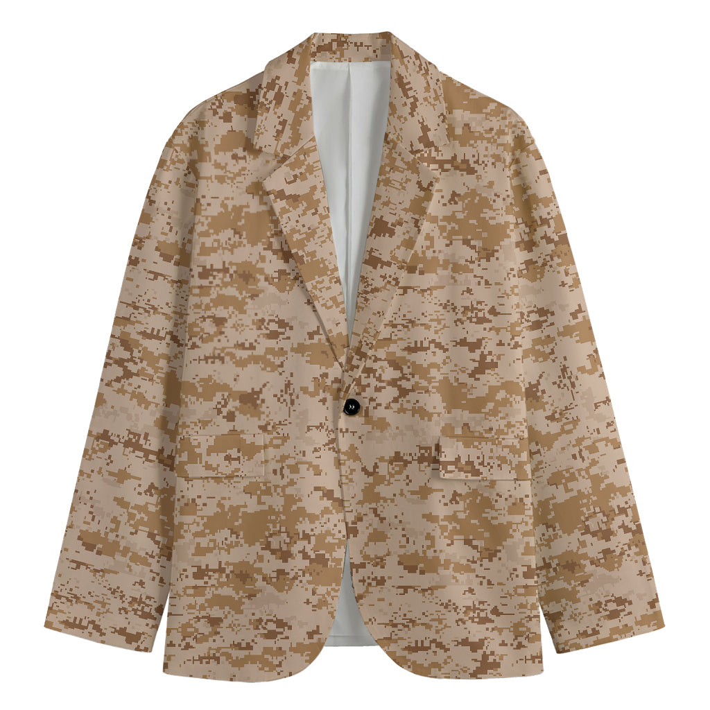 Desert Digital Camo Pattern Print Men's Cotton Blazer