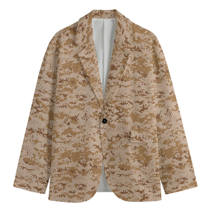 Desert Digital Camo Pattern Print Men's Cotton Blazer