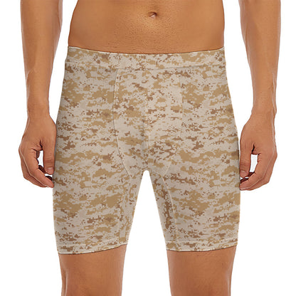 Desert Digital Camo Pattern Print Men's Long Boxer Briefs