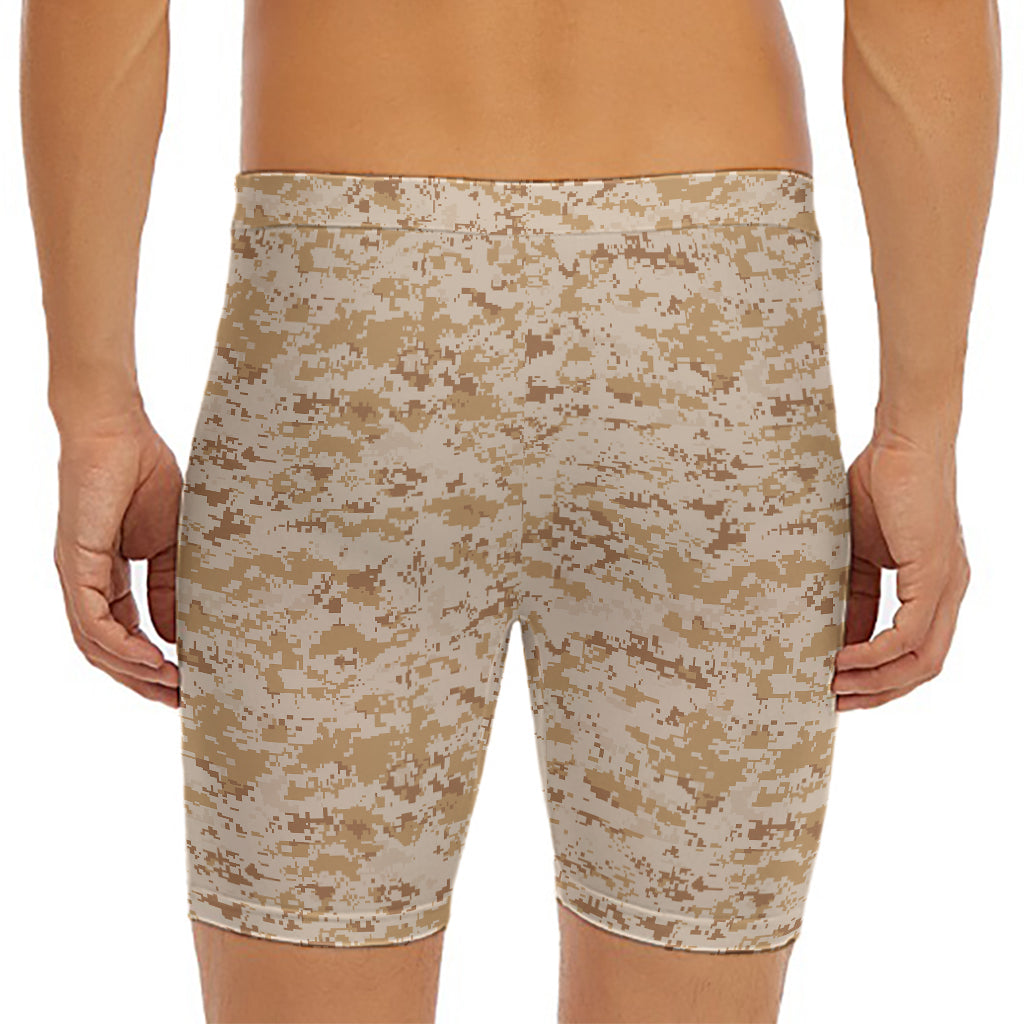 Desert Digital Camo Pattern Print Men's Long Boxer Briefs