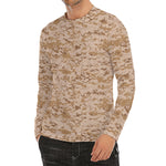 Desert Digital Camo Pattern Print Men's Long Sleeve Rash Guard