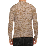 Desert Digital Camo Pattern Print Men's Long Sleeve Rash Guard