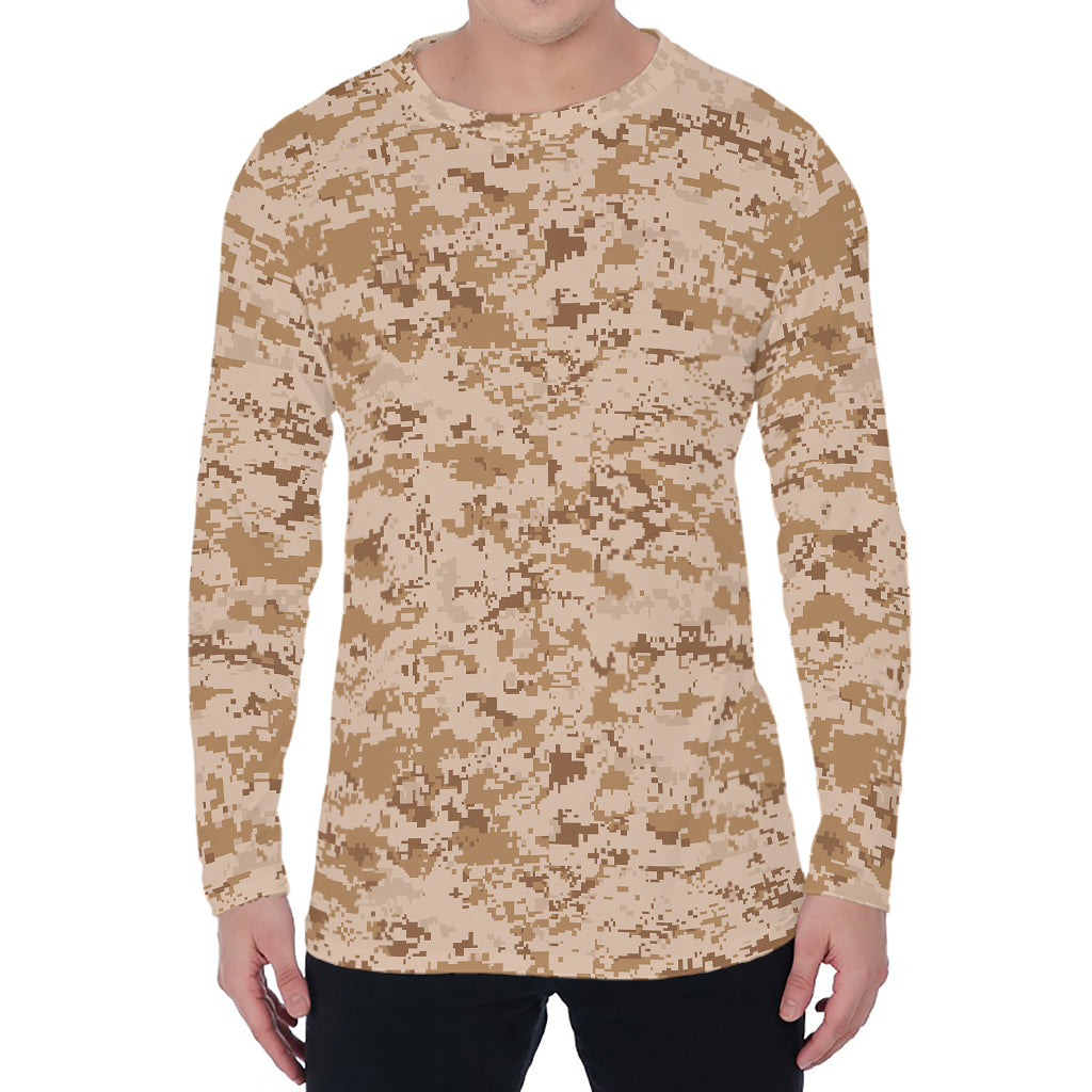 Desert Digital Camo Pattern Print Men's Long Sleeve T-Shirt