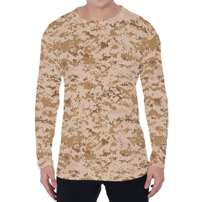 Desert Digital Camo Pattern Print Men's Long Sleeve T-Shirt