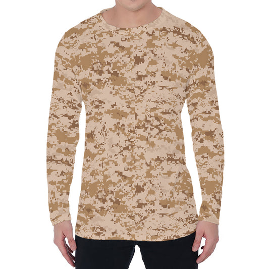 Desert Digital Camo Pattern Print Men's Long Sleeve T-Shirt