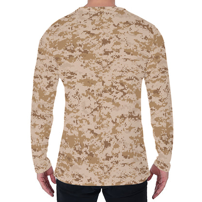 Desert Digital Camo Pattern Print Men's Long Sleeve T-Shirt