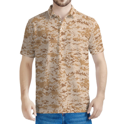 Desert Digital Camo Pattern Print Men's Polo Shirt