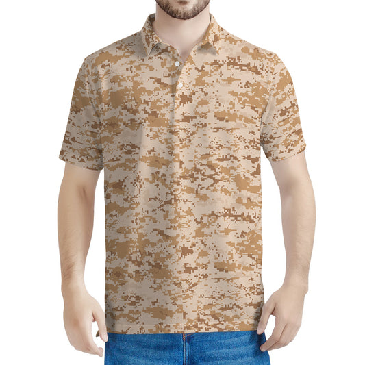 Desert Digital Camo Pattern Print Men's Polo Shirt