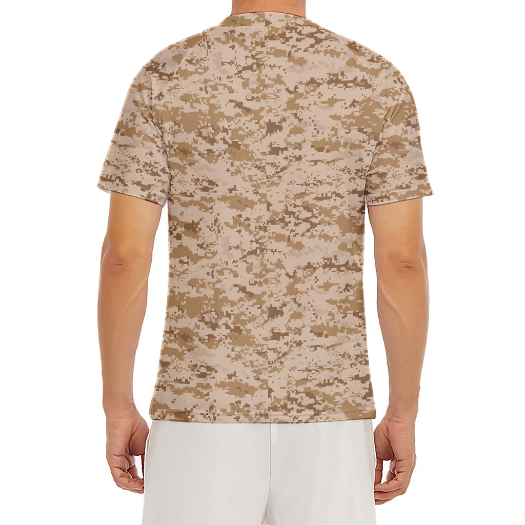 Desert Digital Camo Pattern Print Men's Short Sleeve Rash Guard