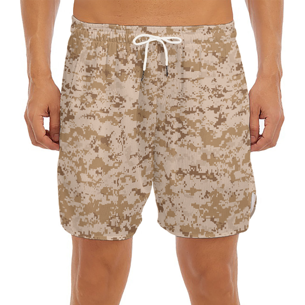 Desert Digital Camo Pattern Print Men's Split Running Shorts