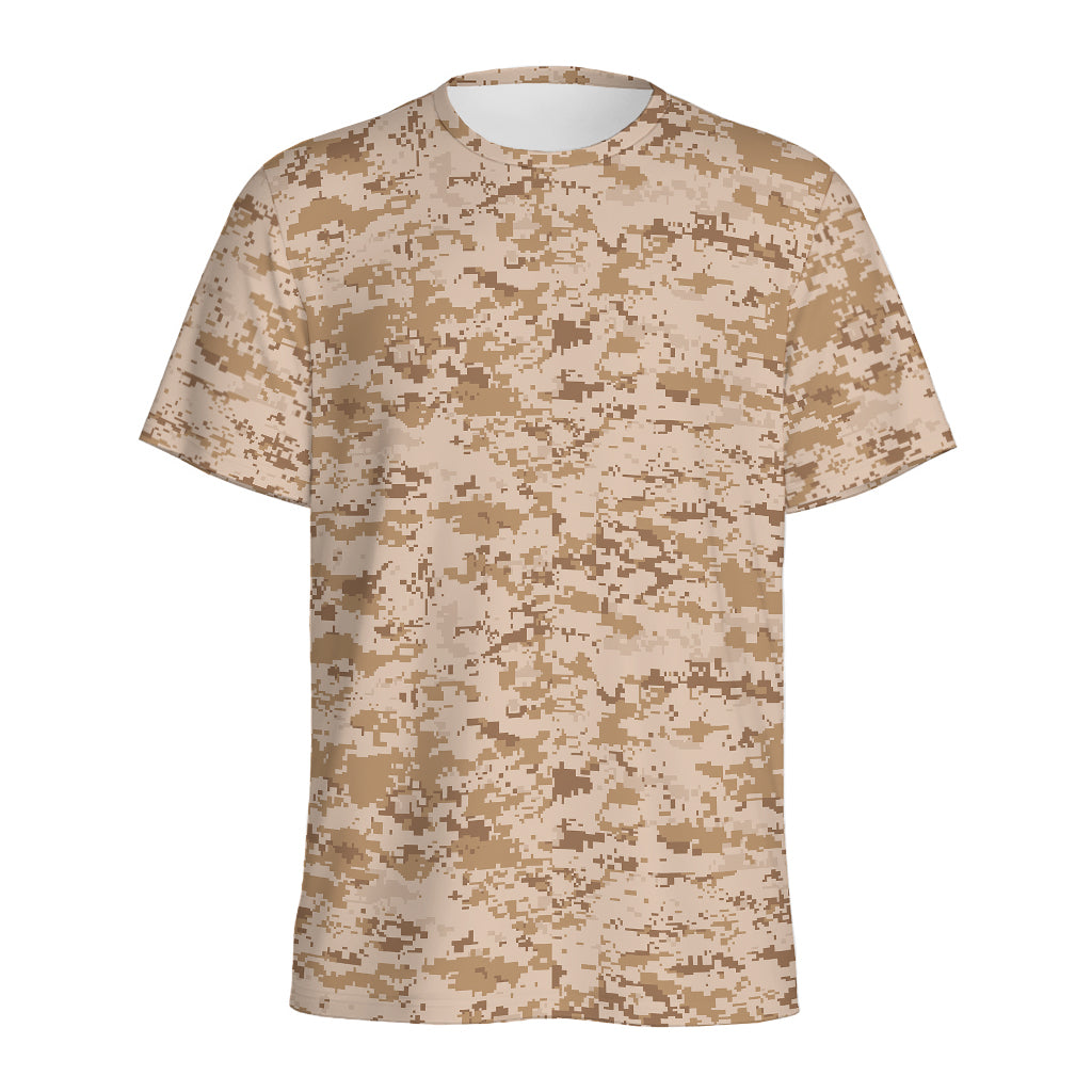Desert Digital Camo Pattern Print Men's Sports T-Shirt