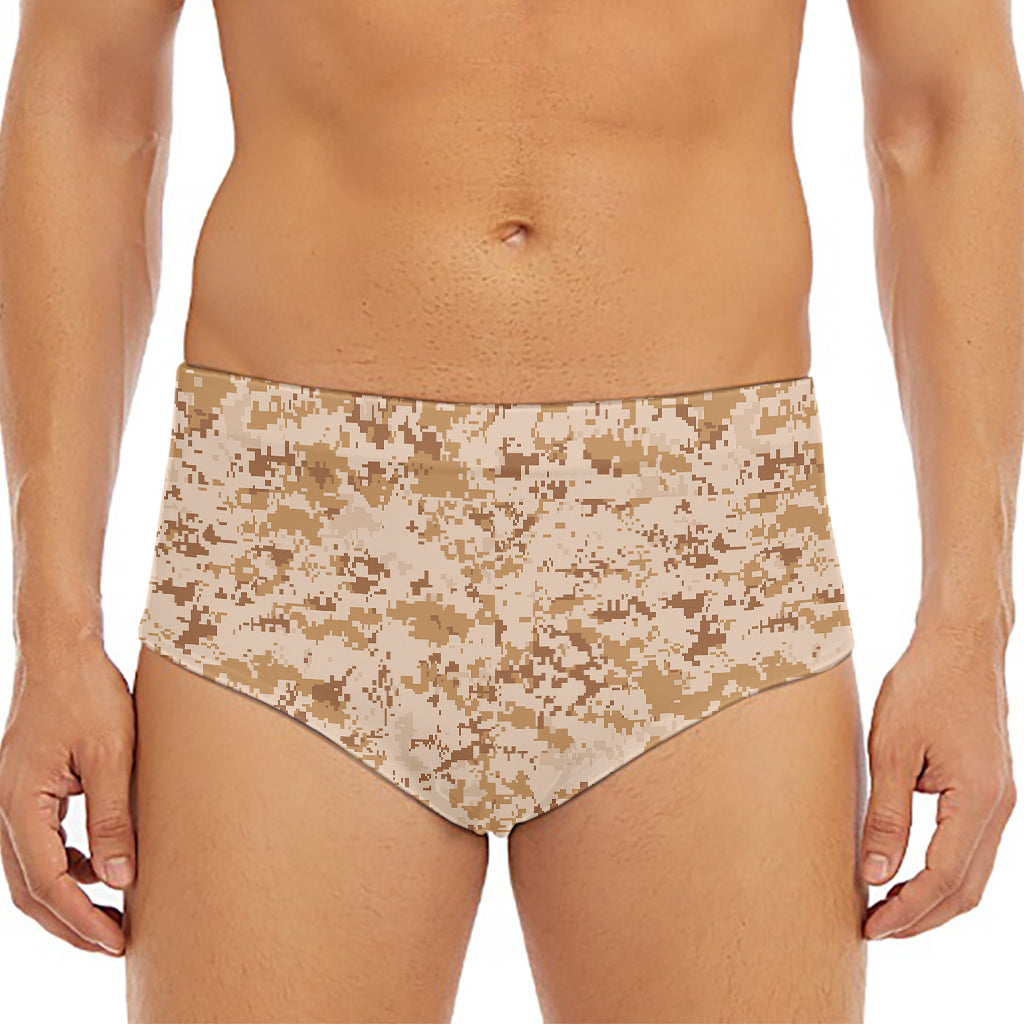 Desert Digital Camo Pattern Print Men's Triangle Swim Briefs