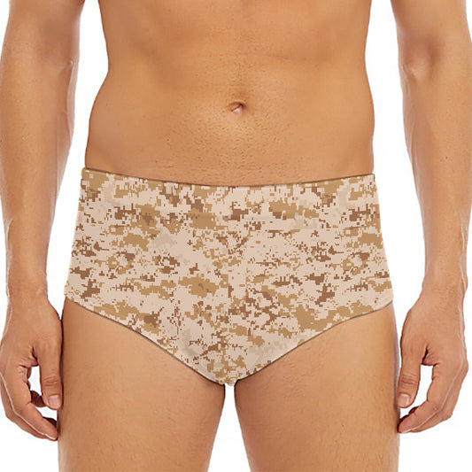 Desert Digital Camo Pattern Print Men's Triangle Swim Briefs
