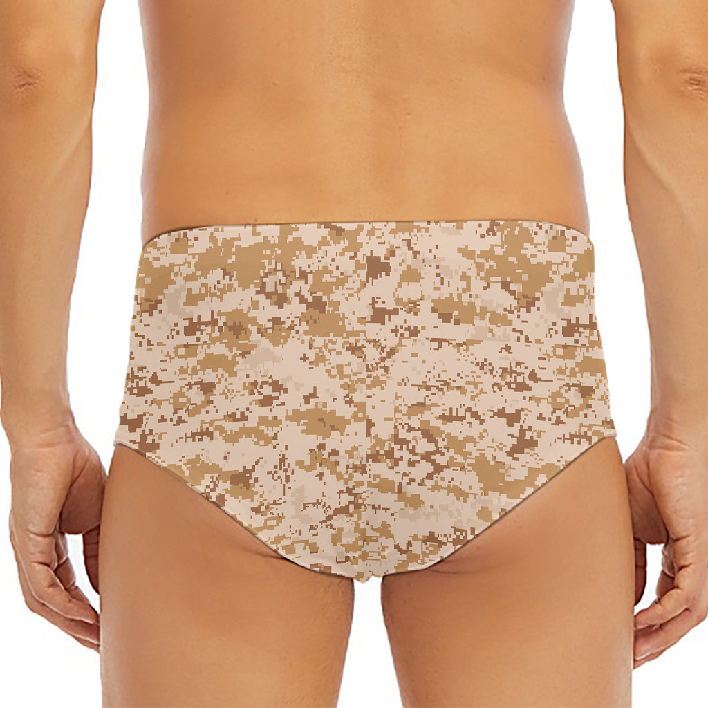 Desert Digital Camo Pattern Print Men's Triangle Swim Briefs