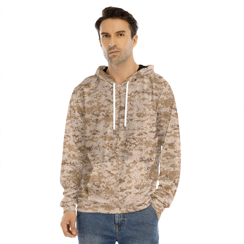 Desert Digital Camo Pattern Print Men's Velvet Pullover Hoodie