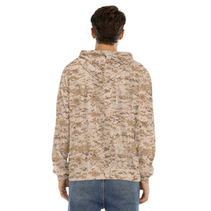 Desert Digital Camo Pattern Print Men's Velvet Pullover Hoodie