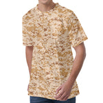 Desert Digital Camo Pattern Print Men's Velvet T-Shirt