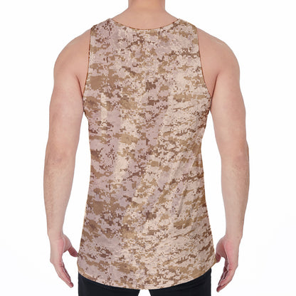 Desert Digital Camo Pattern Print Men's Velvet Tank Top