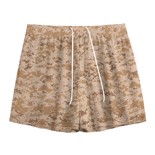 Desert Digital Camo Pattern Print Mesh Shorts
