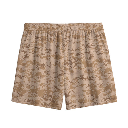 Desert Digital Camo Pattern Print Mesh Shorts