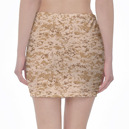 Desert Digital Camo Pattern Print Pencil Mini Skirt