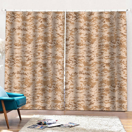 Desert Digital Camo Pattern Print Pencil Pleat Curtains