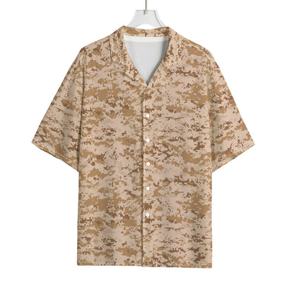 Desert Digital Camo Pattern Print Rayon Hawaiian Shirt