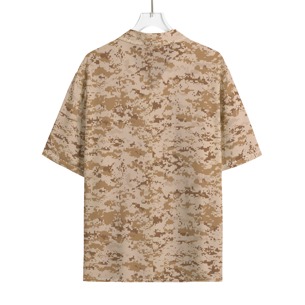 Desert Digital Camo Pattern Print Rayon Hawaiian Shirt