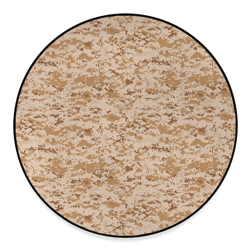 Desert Digital Camo Pattern Print Round Floor Mat