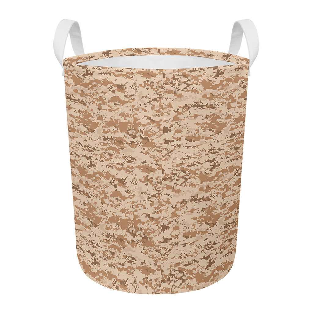 Desert Digital Camo Pattern Print Round Laundry Basket