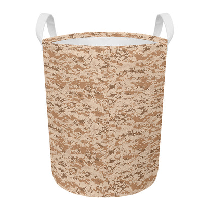 Desert Digital Camo Pattern Print Round Laundry Basket