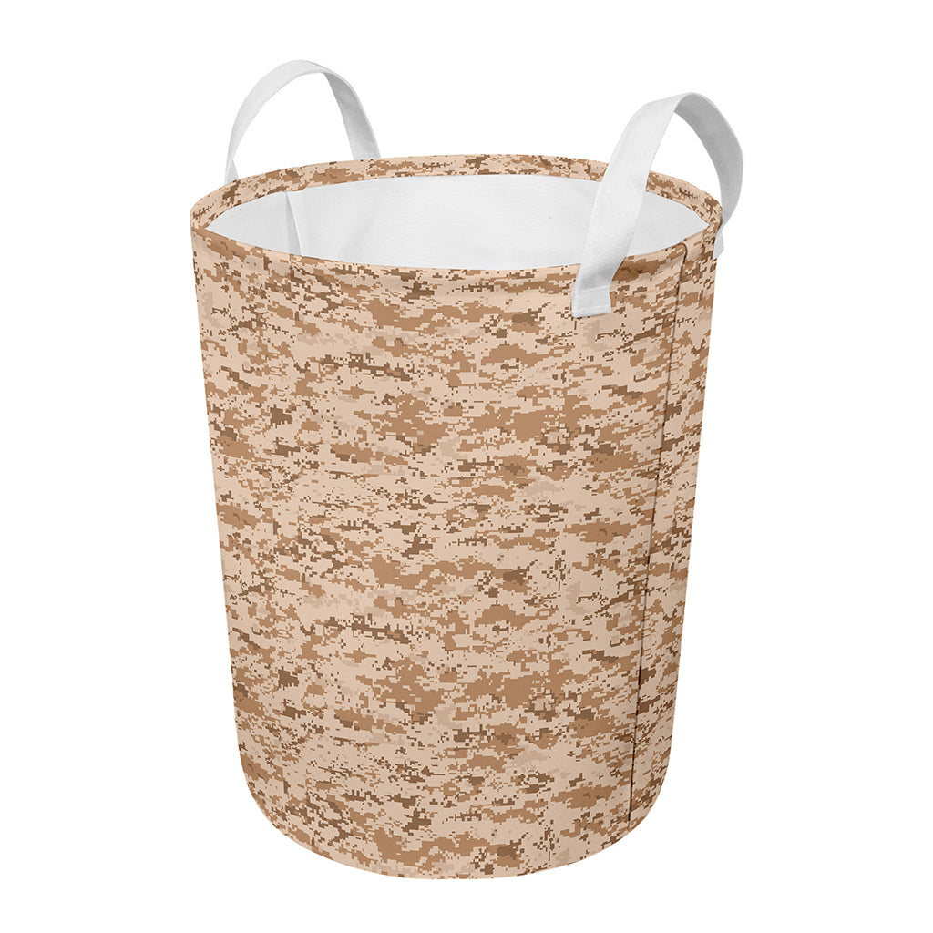 Desert Digital Camo Pattern Print Round Laundry Basket