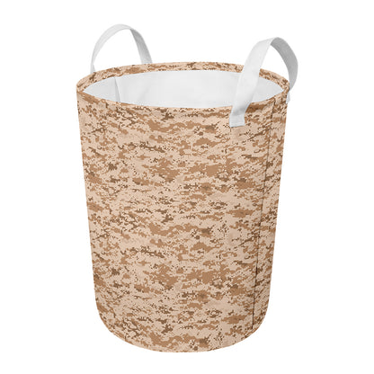 Desert Digital Camo Pattern Print Round Laundry Basket