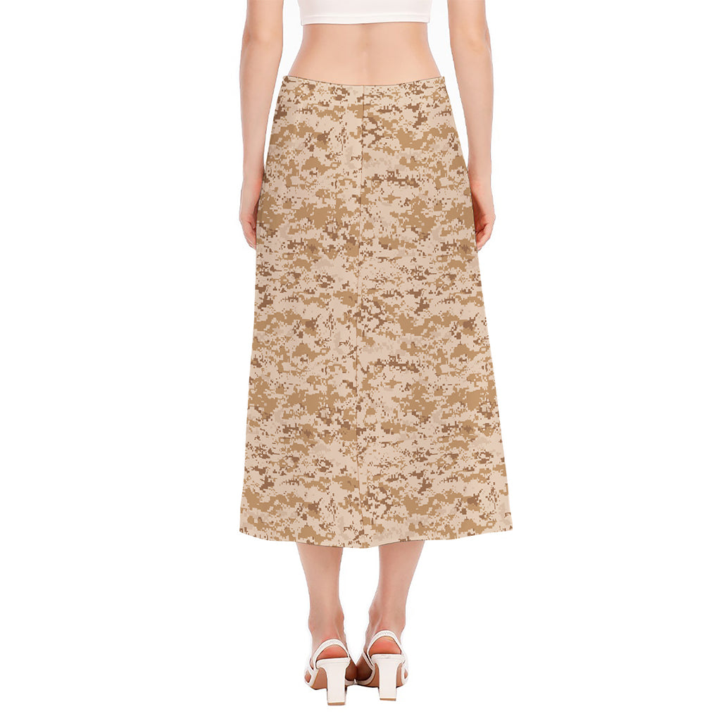 Desert Digital Camo Pattern Print Side Slit Midi Skirt